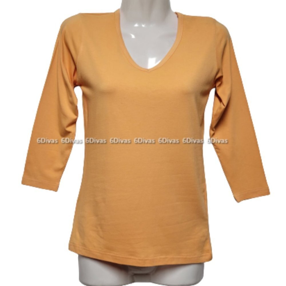 Bamboo Blouse Top V Neck 3/4 Sleeve Tops Size S, M, L, XL